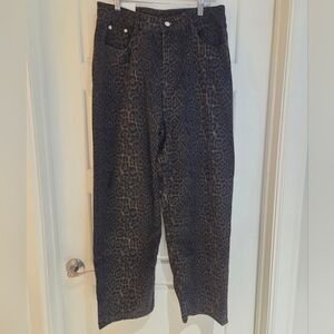 Animal Print High Waisted Barrel Jeans